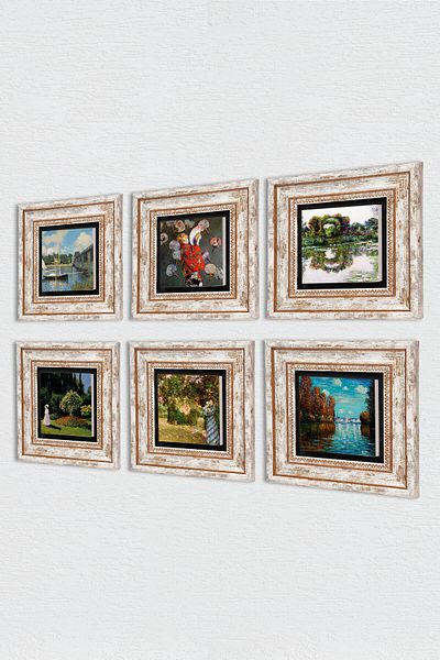 Pinecone Claude Monet Πέτρινη Ζωγραφική Τοίχων Διακόσμηση Τοίχου με κορνίζα 6 τεμαχίων Σετ ζωγραφικής Wall Art Tk6-04
