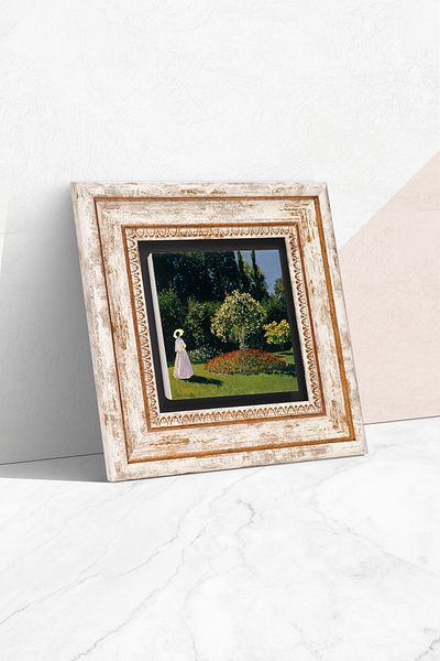 Pinecone Claude Monet Γυναίκα στον κήπο Πέτρινη ζωγραφική τοίχου Διακόσμηση τοίχου με κορνίζα