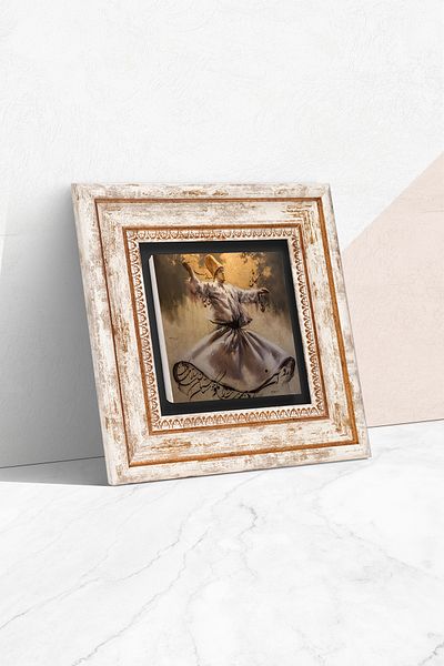 Pinecone Whirling Dervish Stone Wall Painting Framed Wall Decor Wall Art Tk1-264