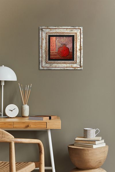 Pinecone Pictură de perete cu piatră de rodie Decorație de perete înrămată Tk1-49