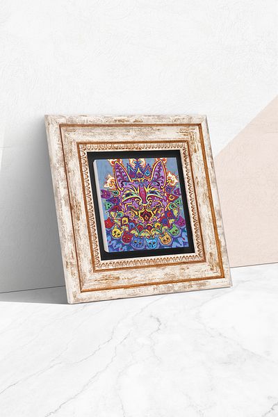 Pinecone Louis Wain Cats Πέτρινη Ζωγραφική Τοίχων Διακόσμηση Τοίχου με κορνίζα Wall Art Tk1-314