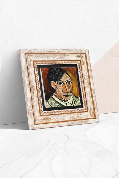 Pinecone Picasso Autoportret Pictură pe perete de piatră Decor de perete înrămat Artă de perete