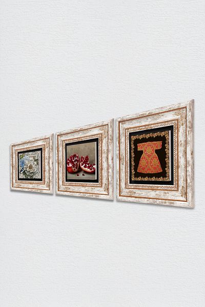 Pinecone Cardigan-I Sheriff, Butterfly Flower, Pomegranate Stone Wall Painting Framed Wall Decor 3 Painting Set Tk3-1176