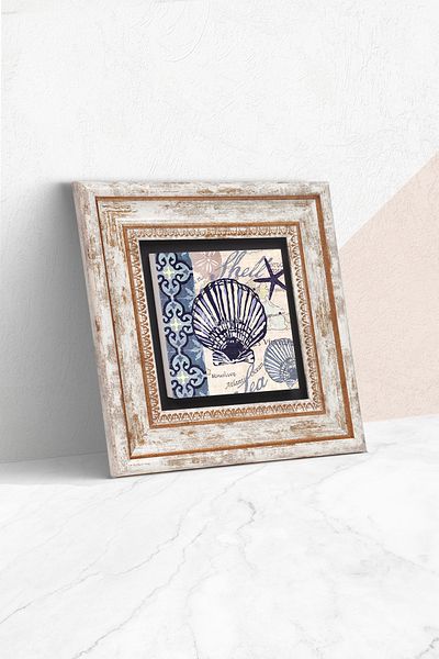 Pinecone Pictură de perete din piatră de scoici de mare Decor de perete înrămat Artă de perete Tk1-398