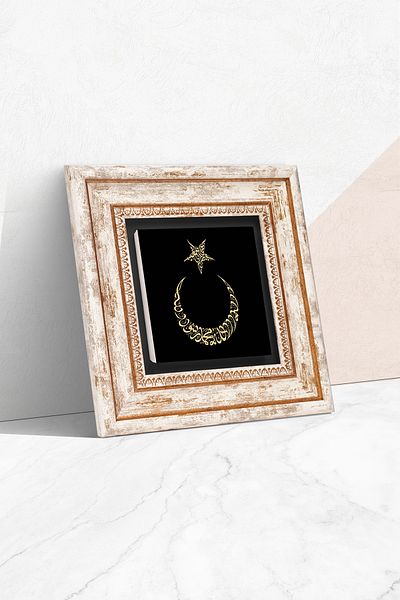 Pinecone Lună Steaua Pictură Perete Piatră Decor Perete În Rama Tk1-152