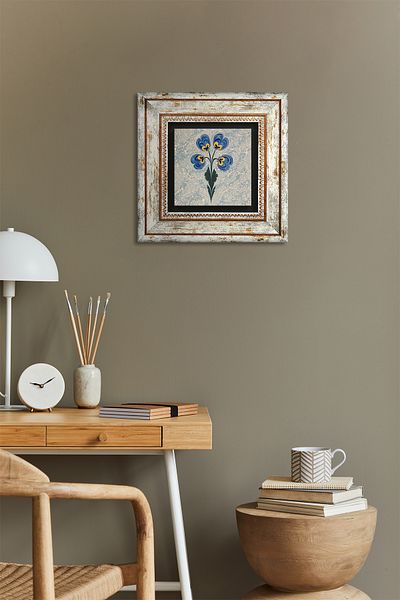 Pinecone Ebru Art Stone Ζωγραφική Τοίχων Κορνίζα Διακόσμηση Τοίχου Wall Art Tk1-137