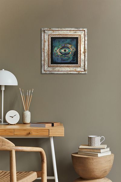 Pinecone Evil Eye Stone Wall Painting Framed Wall Decor Wall Art Tk1-200