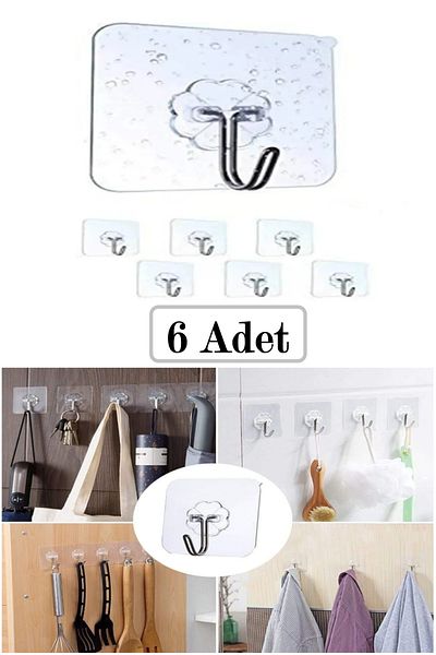 Bayev 6 Pieces Single Transparent Strong Wall Hanger Adhesive Suction Cup Hook Kitchen Bathroom Hanger