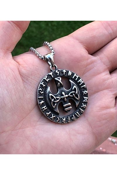 Viking Triquetra Anti-Tarnish & Stainless 316L Steel Necklace with Nordic Figure Runic Symbol