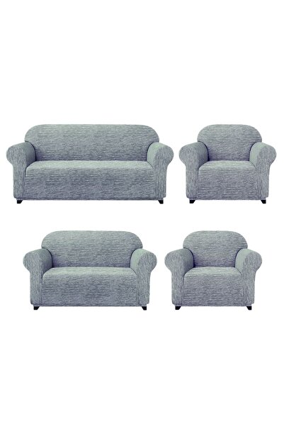 Bright Home Husa pentru canapea, scaun, canapea extensibilă, model cu bare, elastică, fără tiv, 3+2+1+1 set