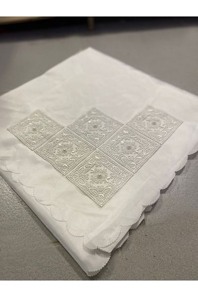 Çt Çeyizci Tekstil حزمة من الساتان واللؤلؤ، حزمة بتصميم خاص ومفصلة باللؤلؤ Ecru