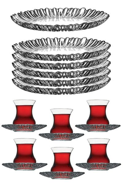 Paşabahçe Aurora Tea Set for 6 People 12 Pieces 95961