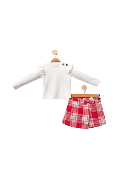 AyCity Kız Çocuk Üst Badi Alt Şort Etekli AltÜst İkili Takım
