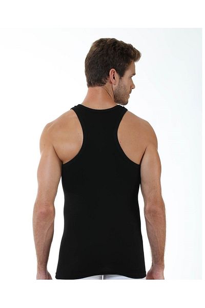 Öztaş 5-Piece Men's Rib Rambo Black Undershirt