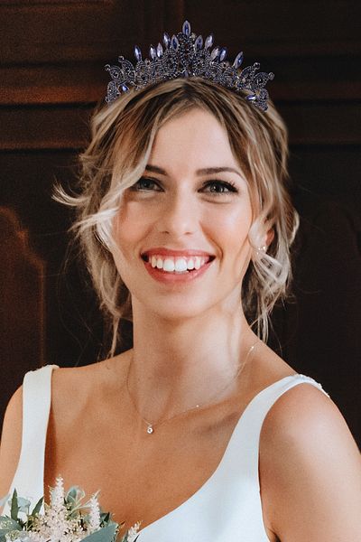 Limelia Cristal Stone Bridal Queen Crown Coroana Printesa Stralucitoare Coroana Nunta Mireasa Albastru