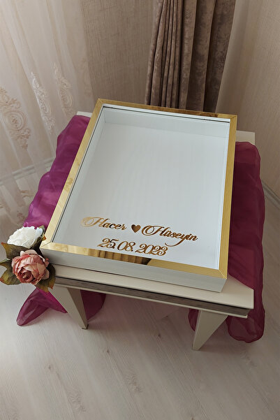 Verda Çerçeve 40x50 Cm White-gold Deep LEDless Rose Memory Frame!Rose Box