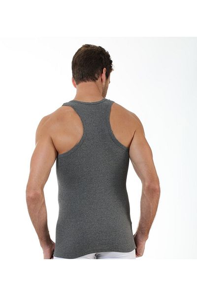 Öztaş 5-Piece Men's Rib Rambo Gray Tank Top