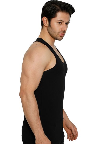 TOLIN Αθλητής Rambo Ανδρικό Μαύρο Βαμβακερό Μονό Lycra 1147s