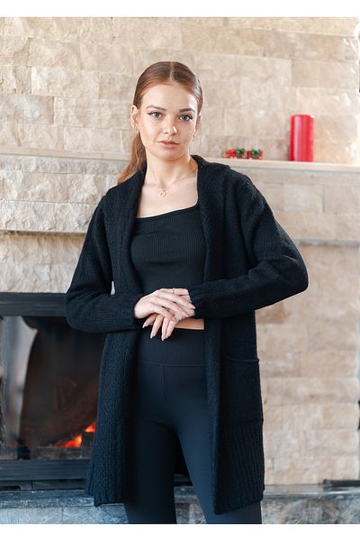VerdeBlanco Cardigan lung tricotat cu guler șal