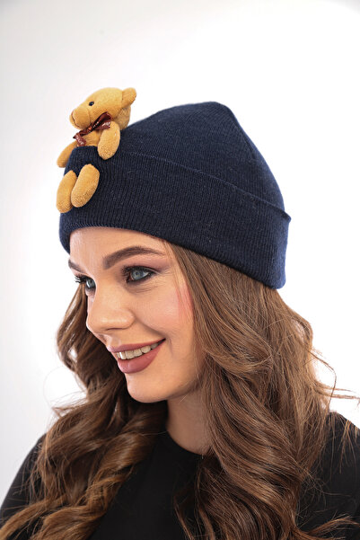 MAMAYAGA Жіноча унісекс спортивна шапка з ведмедиком, стильний дизайн, зимова подарункова шапка