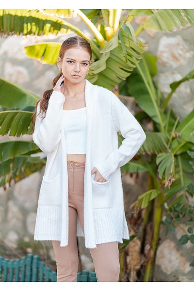 VerdeBlanco Shawl Collar Long Knitted Knitwear Cardigan