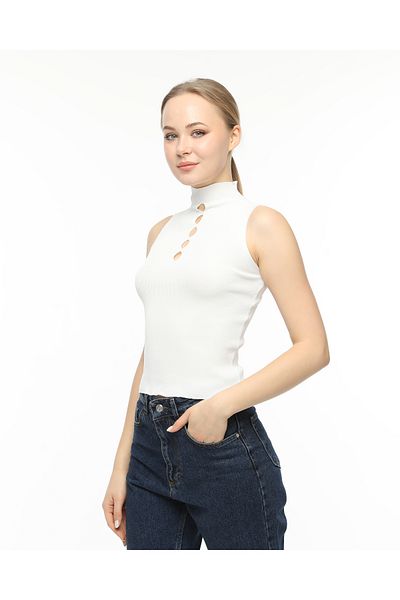 MA ananas Women's Drop Front Sleeveless Knitwear Blouse