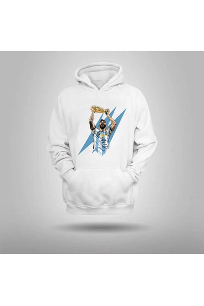Pisa Art Φούτερ Lionel Messi World Cup 2022 Προσαρμοσμένο σχέδιο Unisex με λευκή κουκούλα με φερμουάρ
