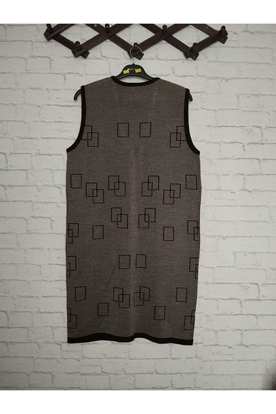 anne moda ankara winter, 1st quality steel, acrylic knitted, 2 pockets, 3 buttons, V-neck extra long knitwear vest