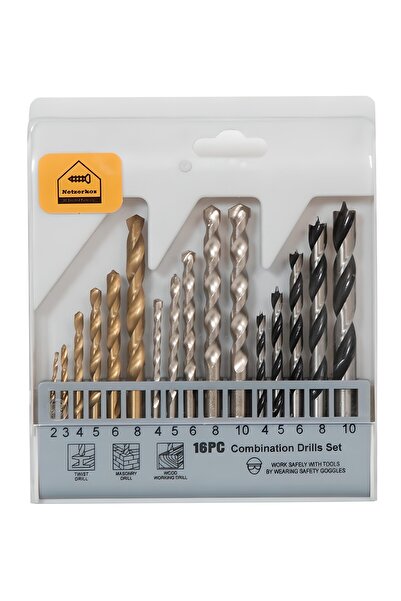 Netzerkoz 16 Çeşit Matkap Ucu Seti, Beton-Ahşap-Metal Matkap Delme Uçları- Pr...