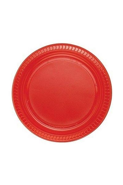 Party Fantasy Plastic Plate 25 Pieces Red Disposable Plate 22 Cm Birthday Party Plate