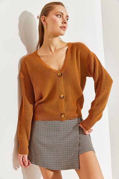 Bianco Lucci Women's Knitwear Cardigan - Buttoned Design