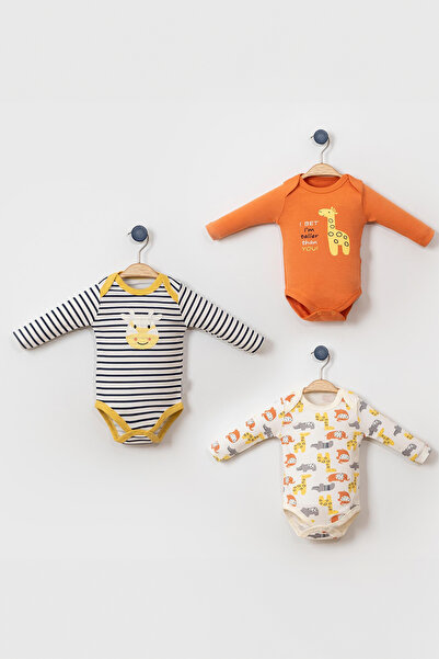 ADABEBEK %100 Pamuklu 3'lü Üst Zıbın Takım