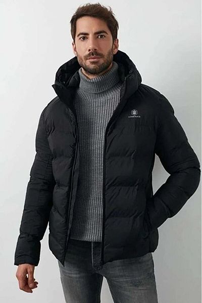 lumberjack Ανδρική κουκούλα Crest Λεπτομερές πουπουλένιο παλτό NOLAN COAT Μαύρο 2SN22