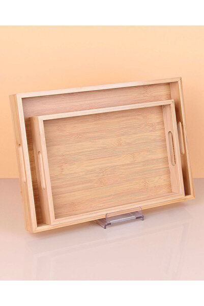 BASTONLU ZÜCCACİYE Bambu 2'li Tepsi 33cm-40cm