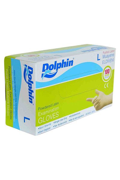 LokmanAVM Dolphin Powdered White Latex Gloves Large Size (L) Pack of 100