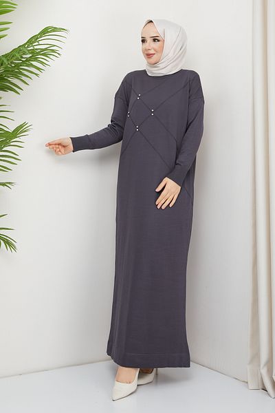 Pamuk Butik Γυναικείο πλεκτό φόρεμα Mercerized Stone με λεπτομέρειες