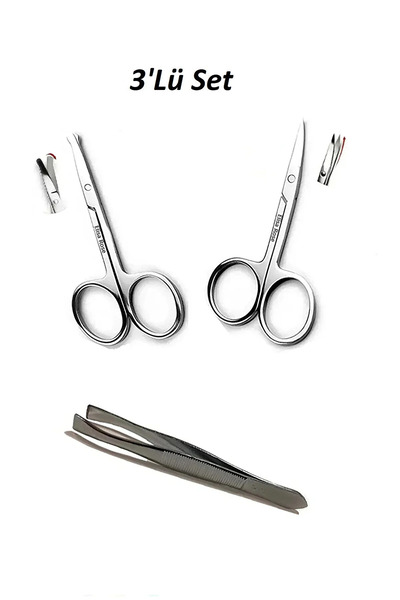 Genel Markalar 3'lü Set Cımbız & Kaş Makası Bıyık & Burun Kılı Kulak Kılı Kes...