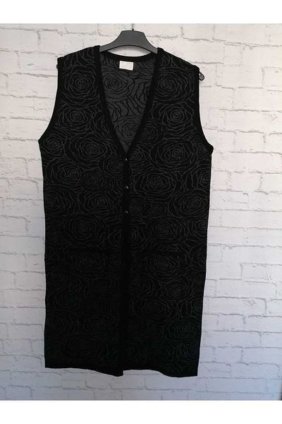 anne moda ankara winter, 1st quality steel, acrylic knitted, 2 pockets, 3 buttons, V-neck extra long knitwear vest