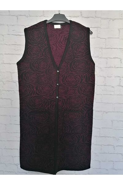 anne moda ankara winter, 1st quality steel, acrylic knitted, 2 pockets, 3 buttons, V-neck extra long knitwear vest