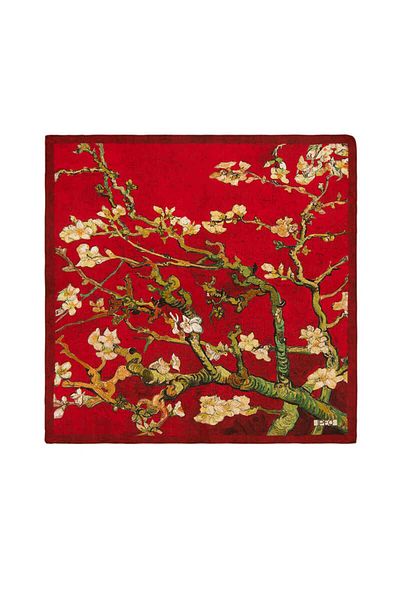 Bursa İpek Burgundy Almond Blossom Silk Handkerchief