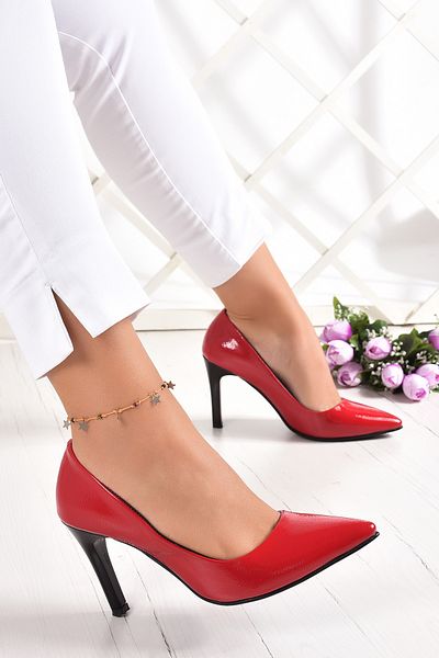 Erkan Saçmacı Gowa Red Patent Leather Classic Stiletto 9 Cm