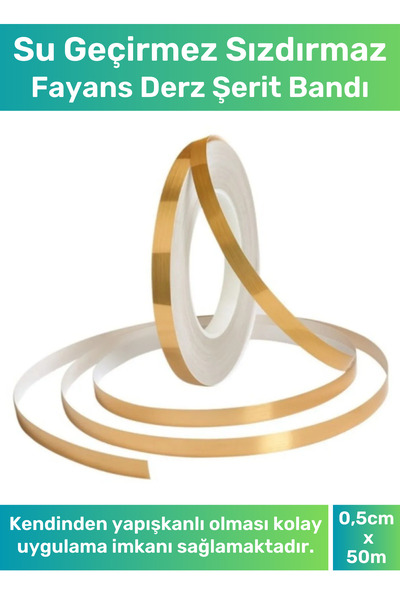 Pastimore Özel Üretim Su Geçirmez Sızdırmaz Dekoratif 0,50 Cm 50 Metre Gold F...