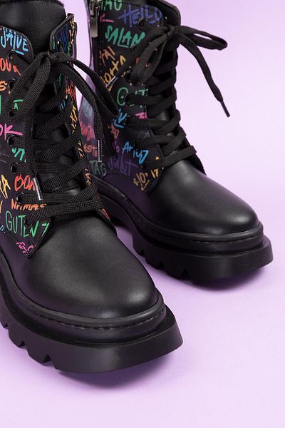 Ramer Black Colored Zippered Lace Up Luxury Girl's Boots