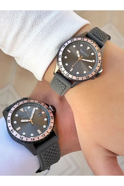 Ferrucci Special Design Silicone Cord Women's-Men's Combination Wristwatch Set