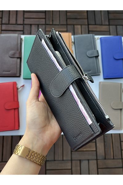 DERKON Noby Model Genuine Leather Wallet with Phone Compartment