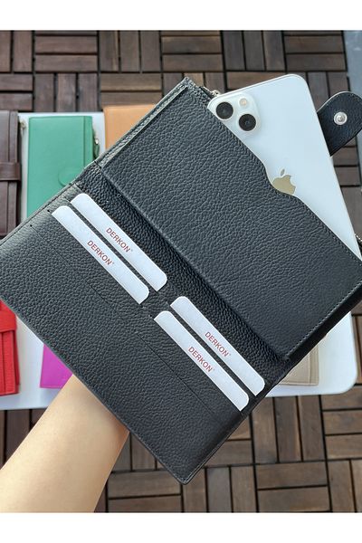 DERKON Noby Model Genuine Leather Wallet with Phone Compartment