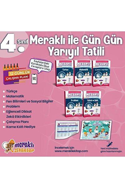 meraklı zihinler MERAKLI ZİHİNLER YAYINLARI 4. SINIF GÜN GÜN YARIYIL TATİL SE...