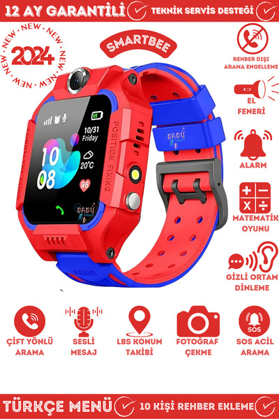 SmartBee Lbs Konumlu Akıllı Çocuk Takip Saati Sim Kartlı Arama, Kameralı, Giz...