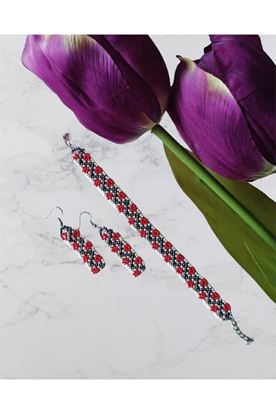 Namaste Vintage Double set of handmade bead bracelets and earrings