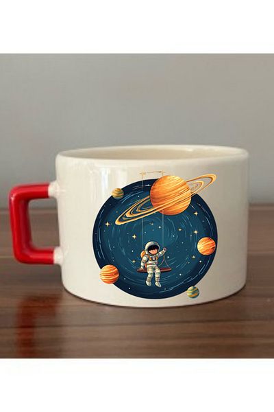lili hediyelik Cup with Children's Image Running the Universe Ceramic Mug - Ceramic Tea, Coffee Gift Cup